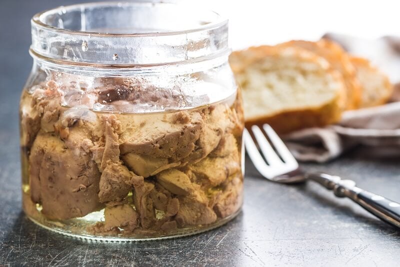 cod livers packed in a glass jar