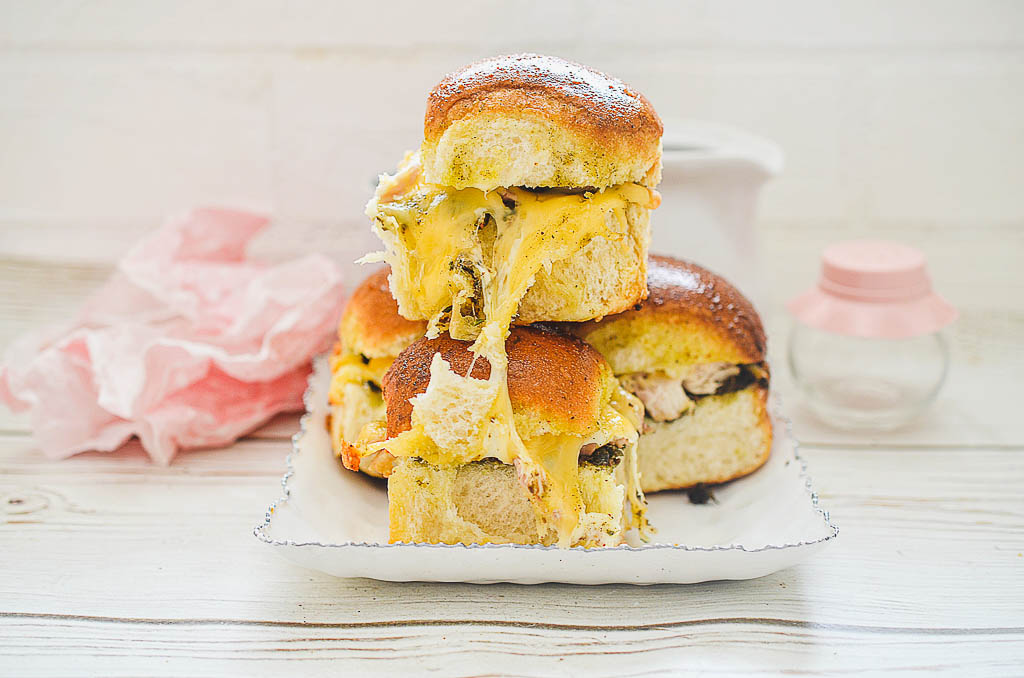 Leftover Turkey or Chicken Pesto Sliders