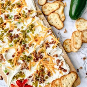 a deconstructed jalapeno popper cream cheese board