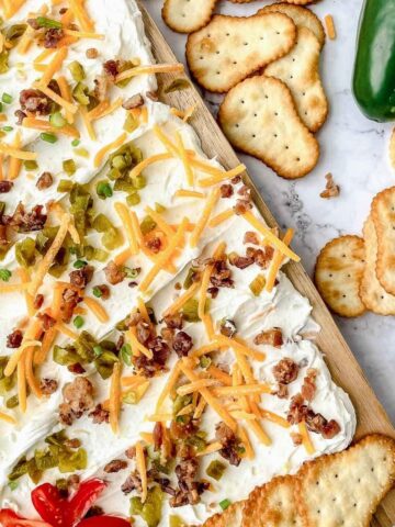 a deconstructed jalapeno popper cream cheese board