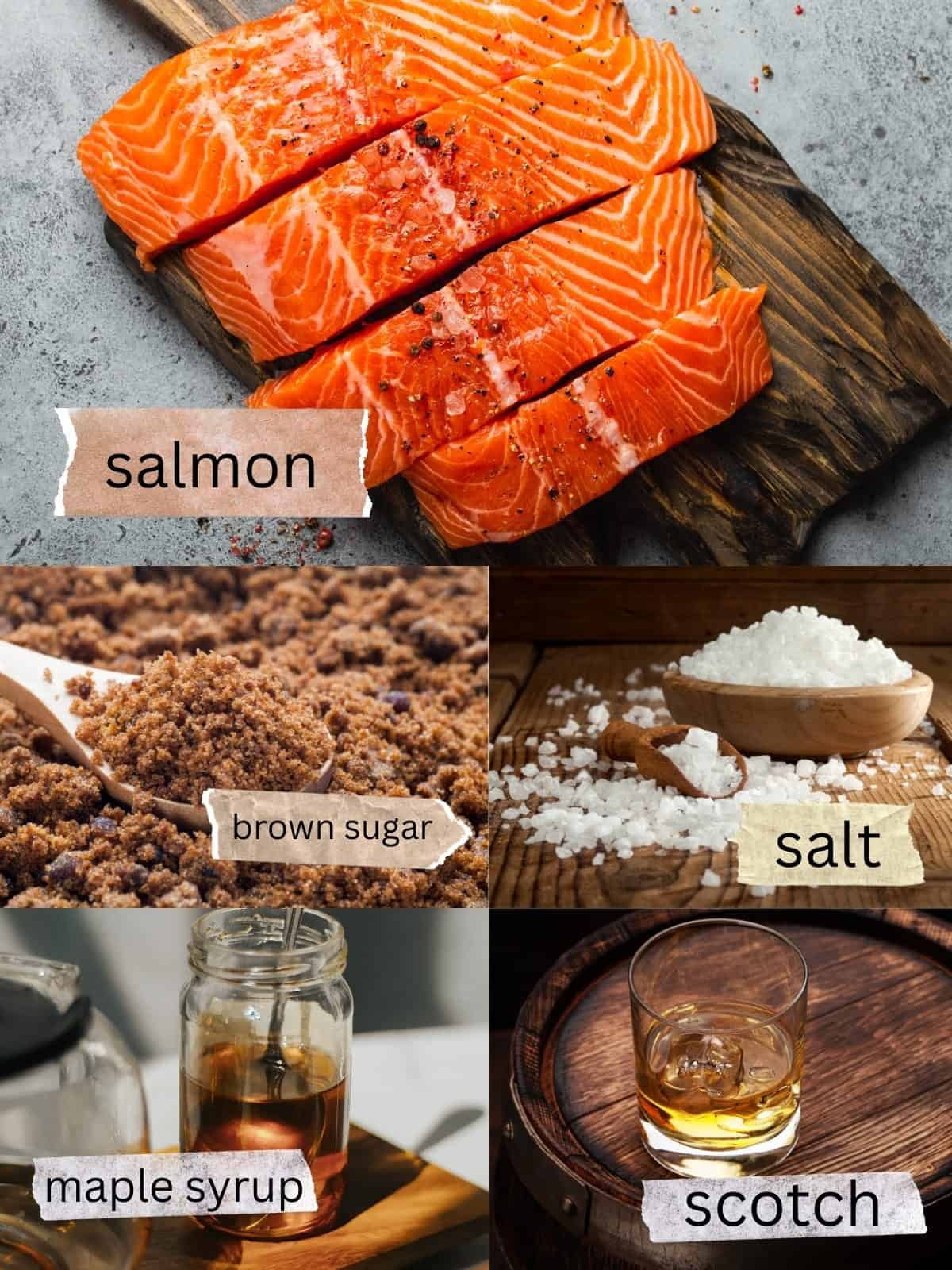all ofthe ingredients needed for smoked salmon jerky