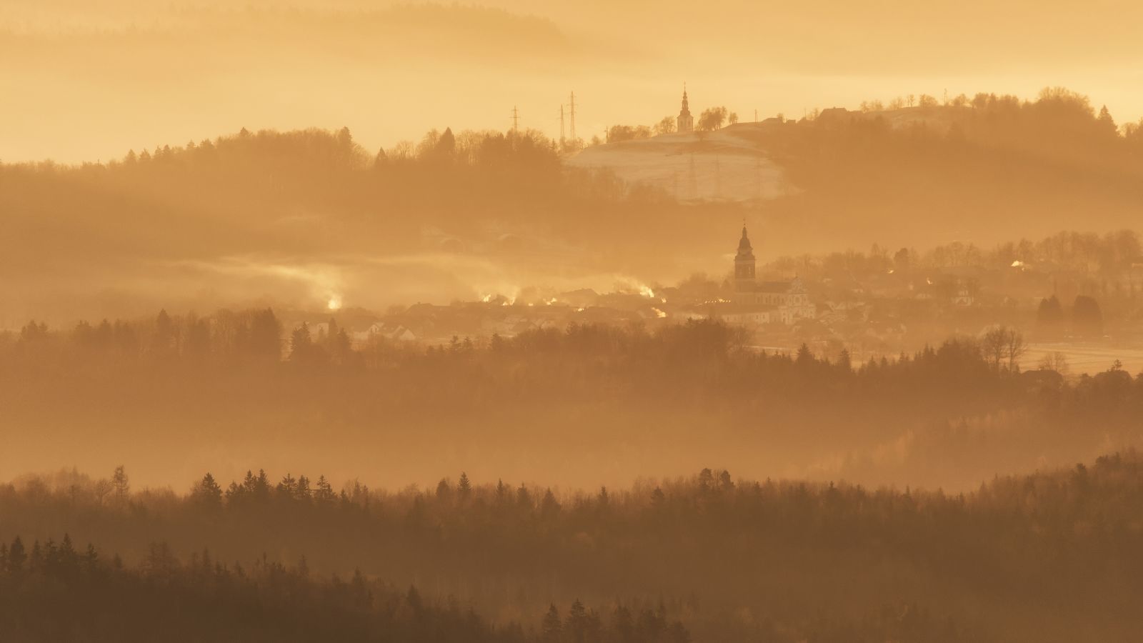 Countryside in sunrise.