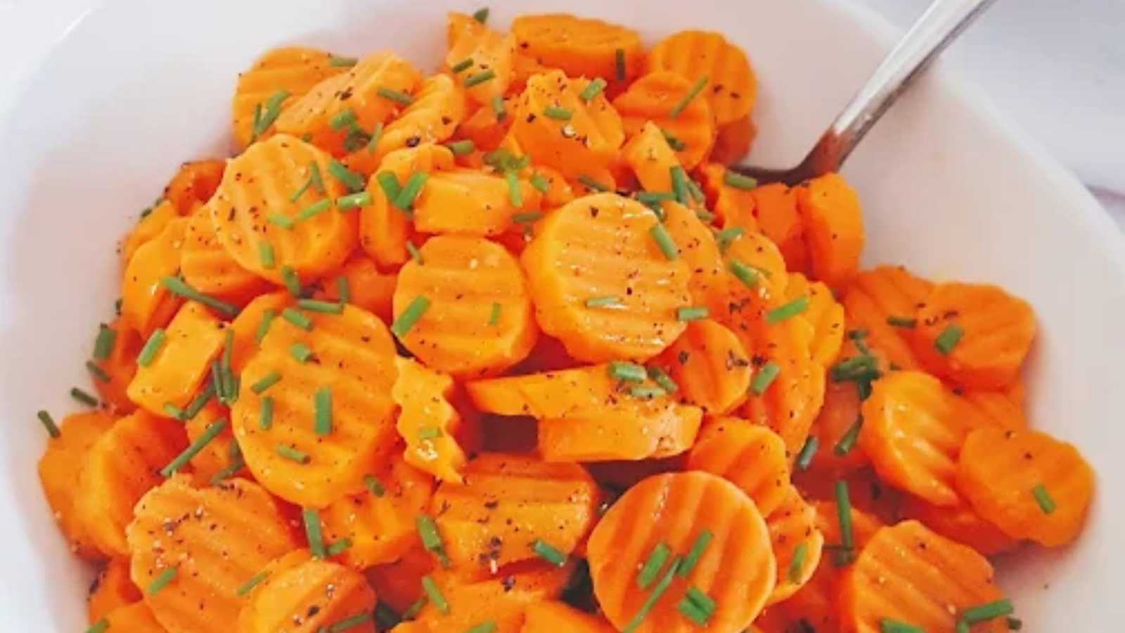 Sliced carrots in a plate.