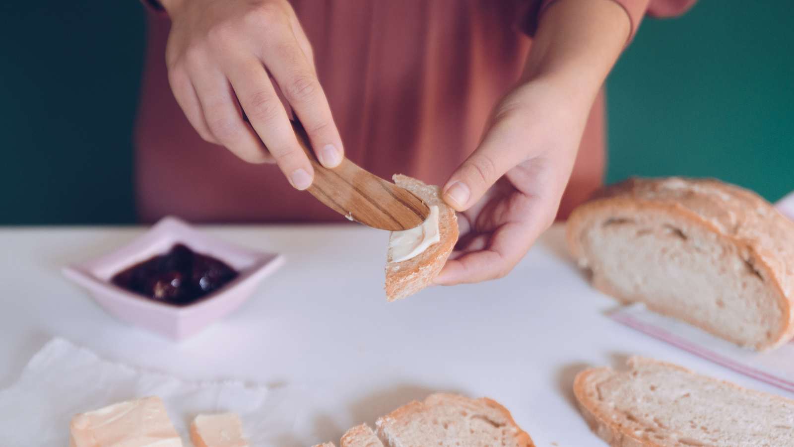 Buttered bread.