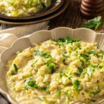 A plate of creamed cabbage.