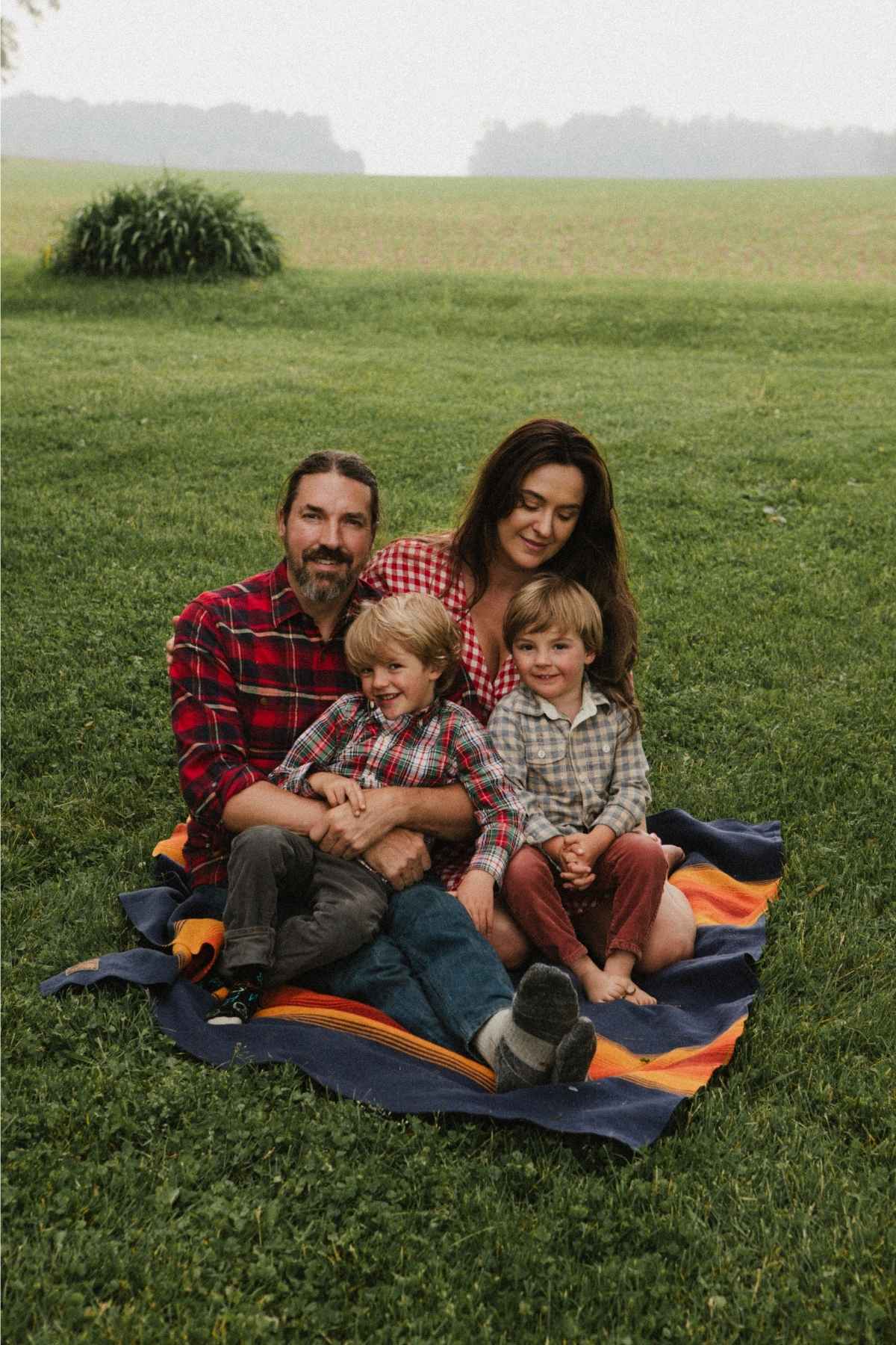 A family photo of the Dziak family on the homestead.