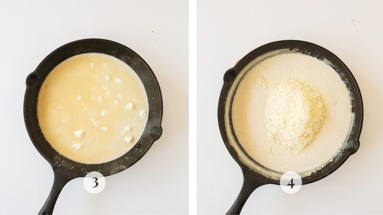 Alfredo sauce being made.