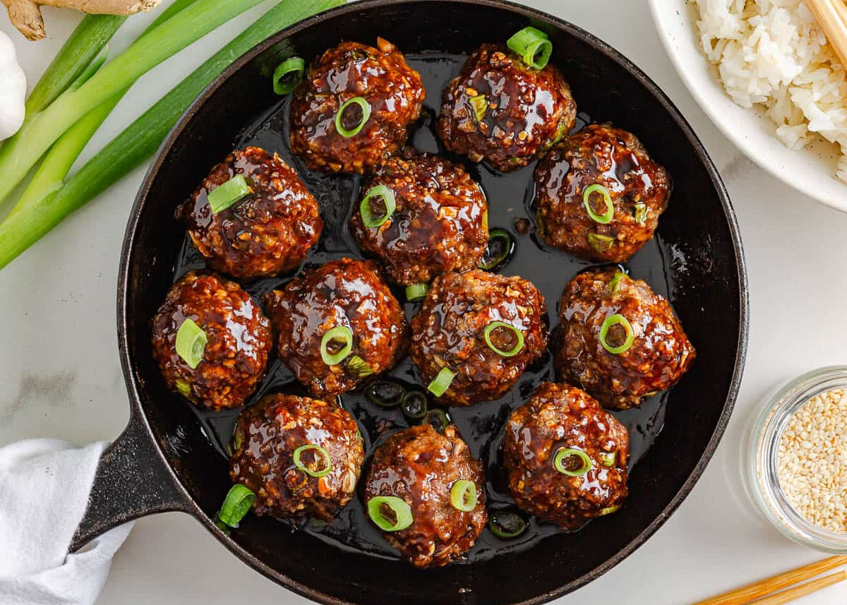 Glazed Korean meatballs.