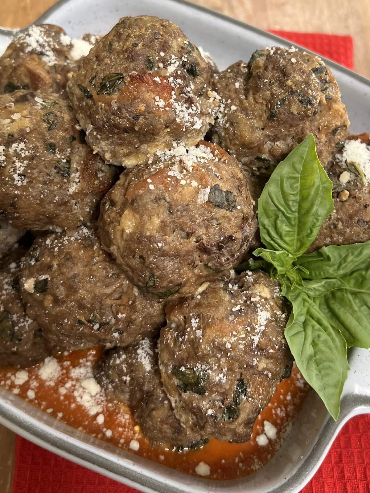 Eggplant and beef meatballs.