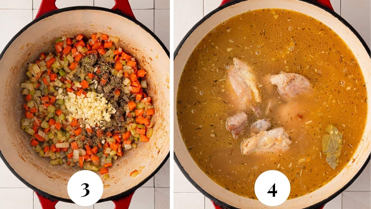 The soup is being prepared and the ingredients added.